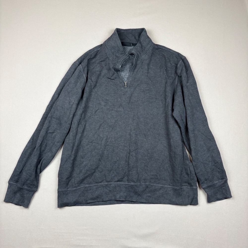 INTRIGUE Mens Gray Quarter Zip Sweatshirt Pullover Fleece Lined XL